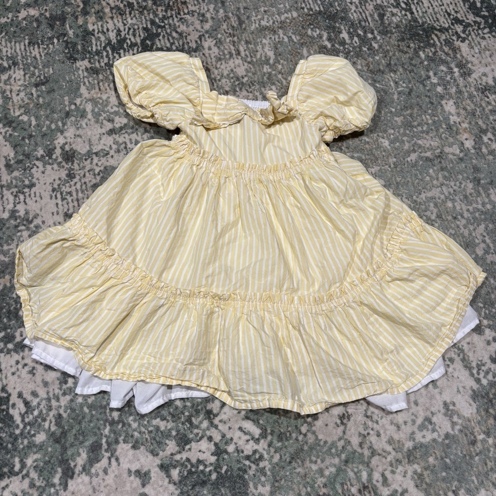 yellow and white striped children's dress Mommy And Me Size 7